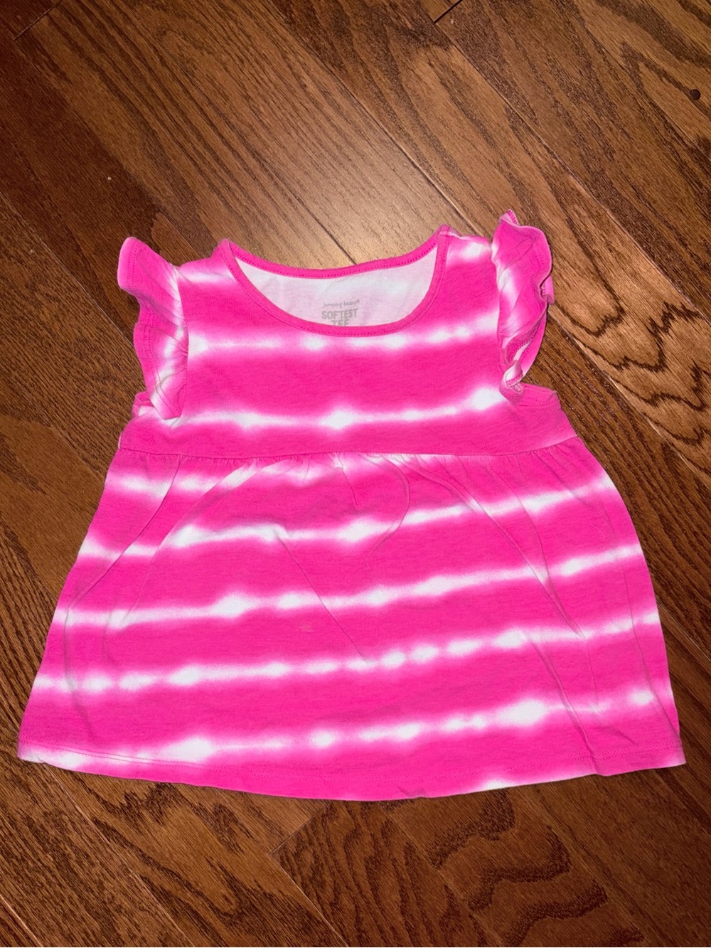 jumping beans Hot Pink & White Tie-Dye Flutter Sleeve Tee